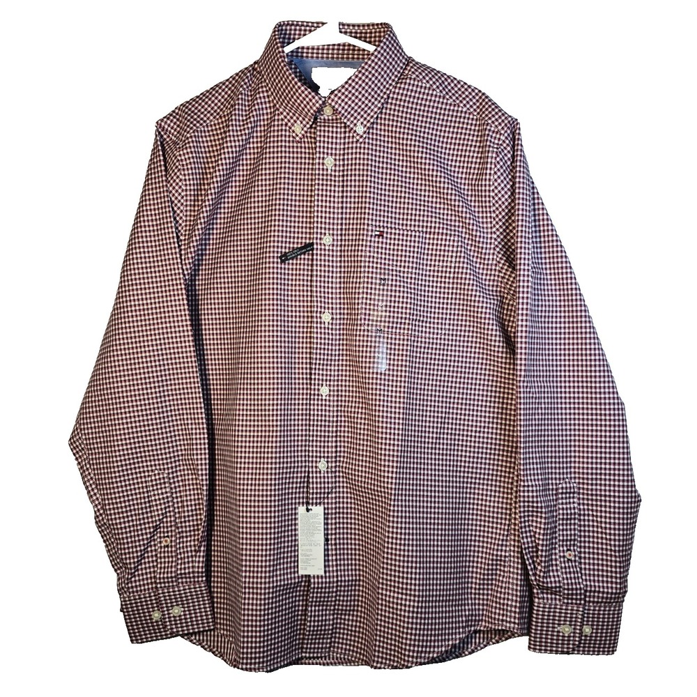 Tommy Hilfiger NEW Mens Shirt M Red Gingham/Checkered Logo NWT Long Sleeve